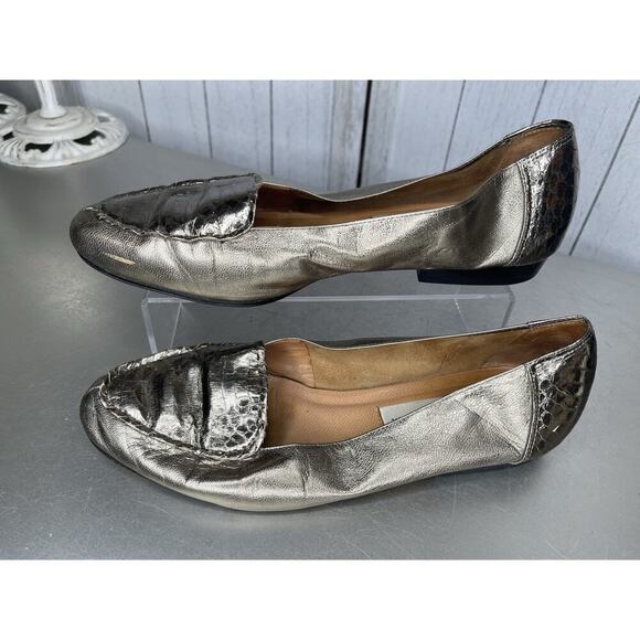 Nordstrom Women's Shoes Flats Gold Leather Metallic Size 10 - Picture 2 of 6